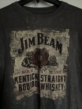 Jim Beam Outfitters Vintage-Style Graphic Tee in Charcoal and Cream